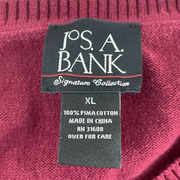 JoS. A. Bank Mens Signature Collection XL Pima Cotton Burgundy Sweater 1085 - Picture 5 of 8